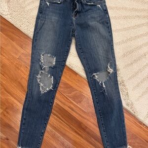 J Brand Dark Blue Distressed Skinny Jeans